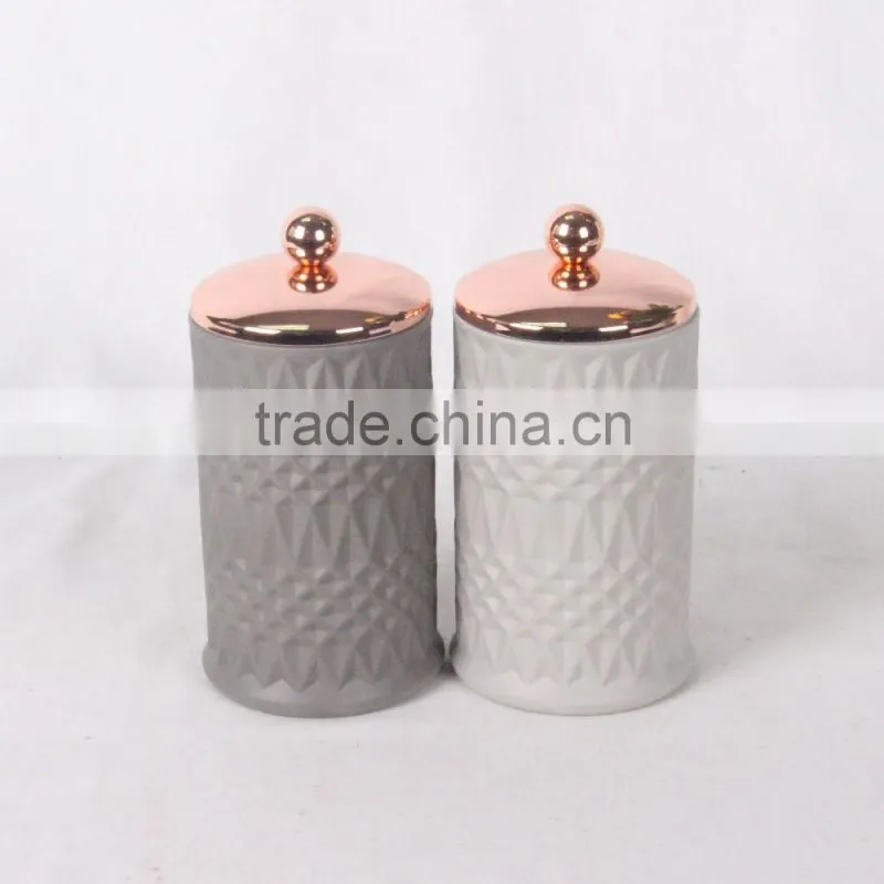 Cermaic jars for bath salts marble cement skin care containers with wood lids