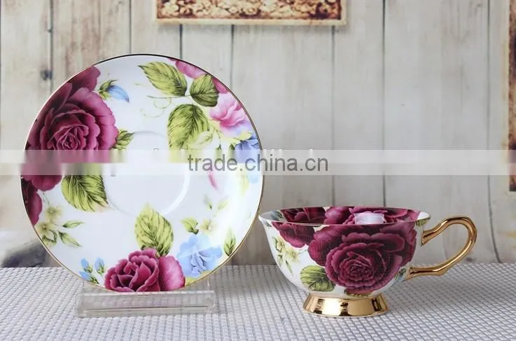 red factory coffee tea porcelain ceramic cups saucers set