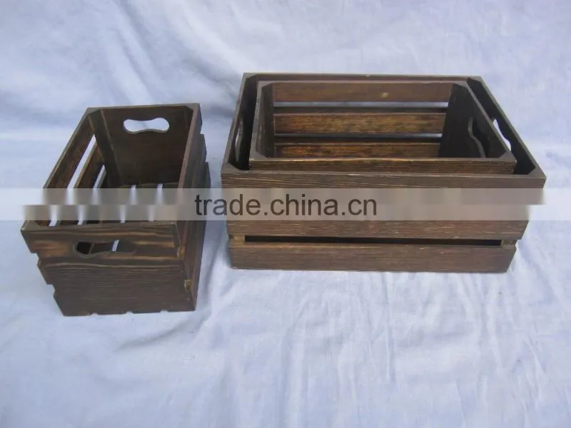 Handicraft wooden storage basket with lid
