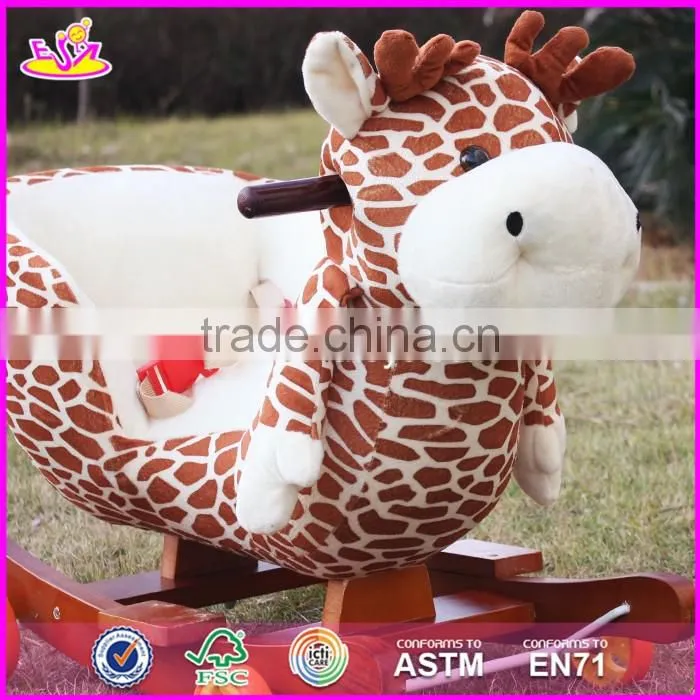 2017 Top fashion toddlers wooden rocking horse with wheels W16D081