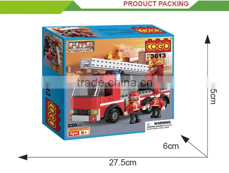 Creative children diy building blocks set mini fire truck toy