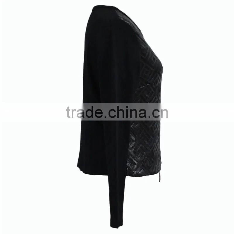 Factory directly provide double zip long sleeve o-neck womens black elegant blazer