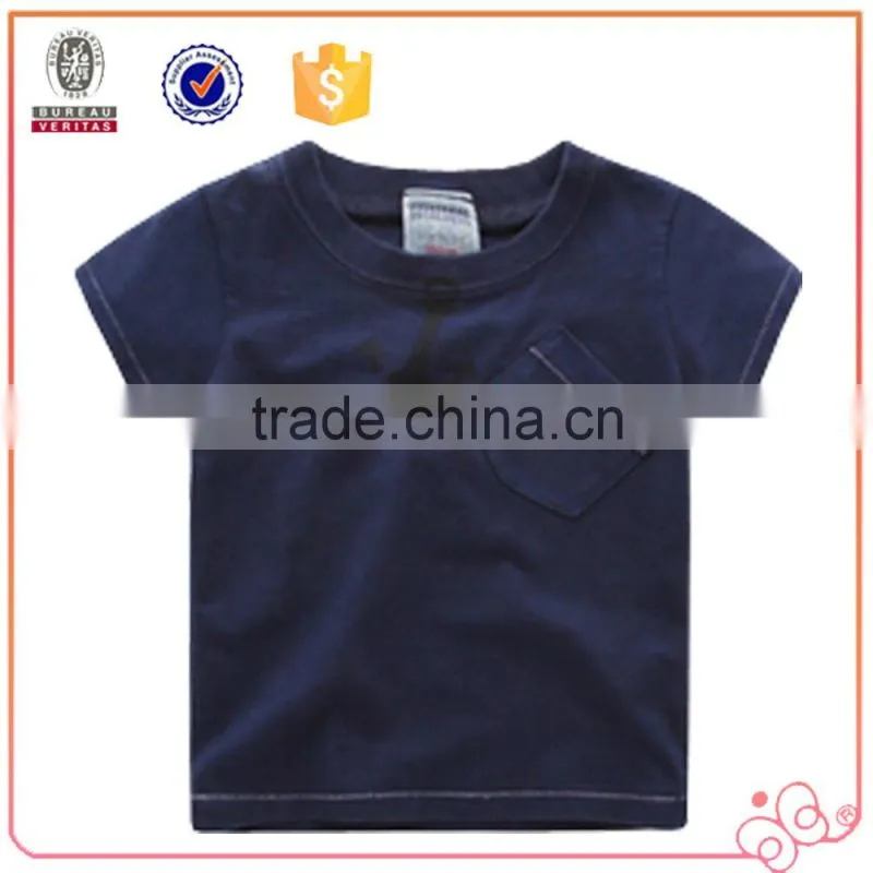Hot selling kids wear short sleeve t-shirt printing design child wear with pocket