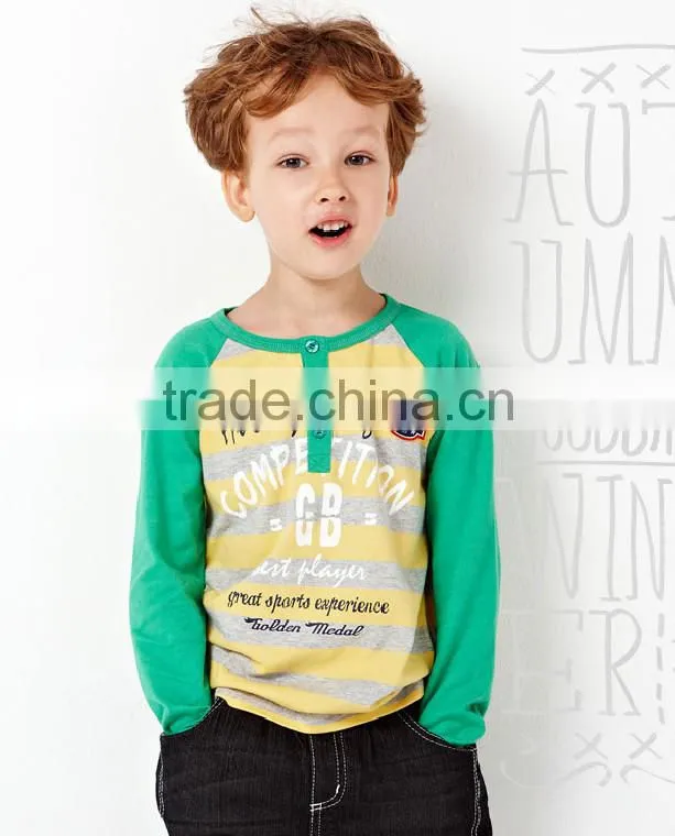 Half open collar cotton t shirt with raglan sleeves