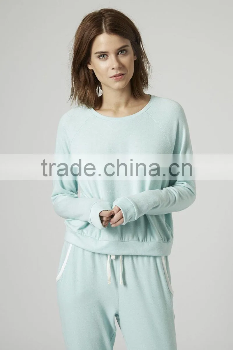 sky blue blank Textured Loungewear Sweater pajamas for women