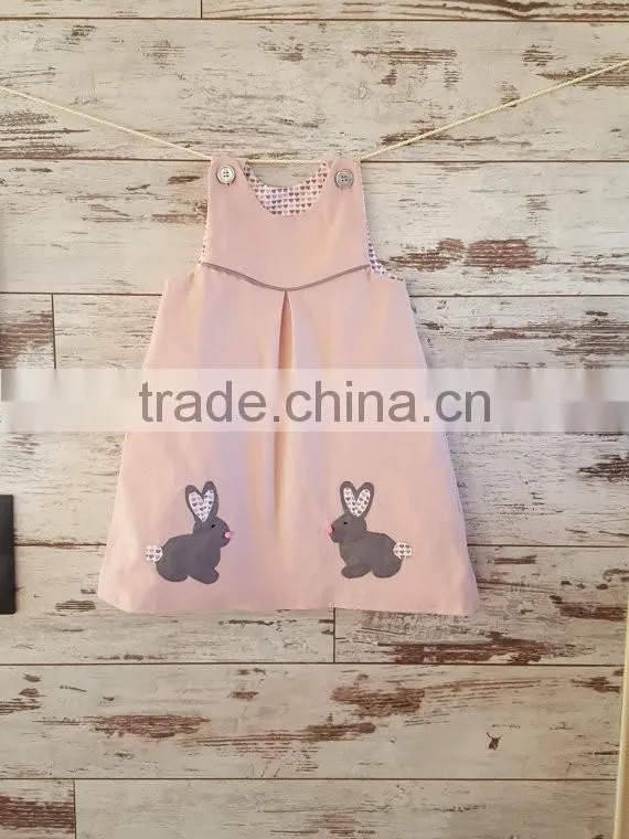 Girl Pinafore Dress Kids Easter Bunny Pink Dress