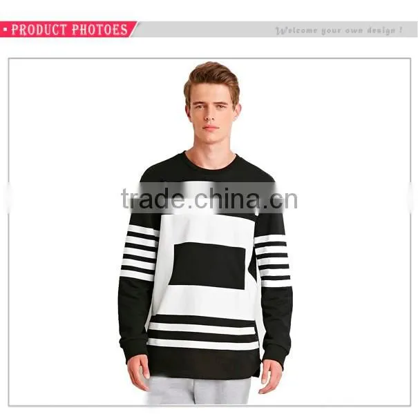Wholesale striped box print sweatshirt custom design men's crew neck sweatshirt