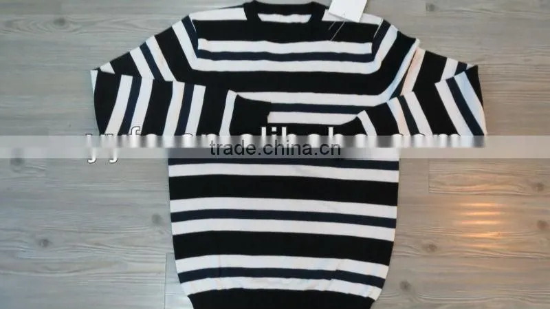 Black/white fashion design 100% cotton pullover knitted sweater