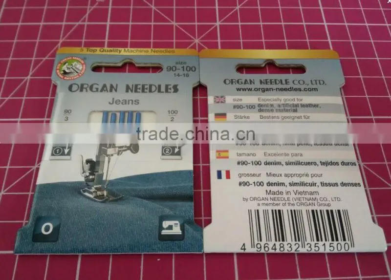 ORGAN DOMESTIC SEWING MACHINE NEEDLES 130/705H JEANS MIX SIZE FOR DENIM ARTIFICIAL LEATER DENSE MATERIAL