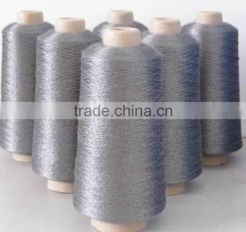 Stainless steel fiber yarn for conductive yarn thread