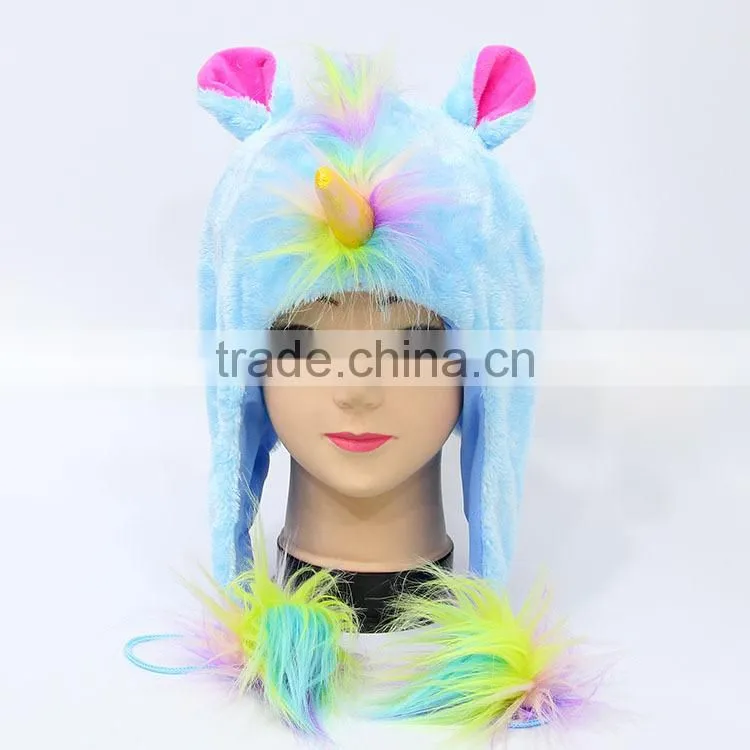 Hot sale japan designs unicorn anime cute colorful plush hat
