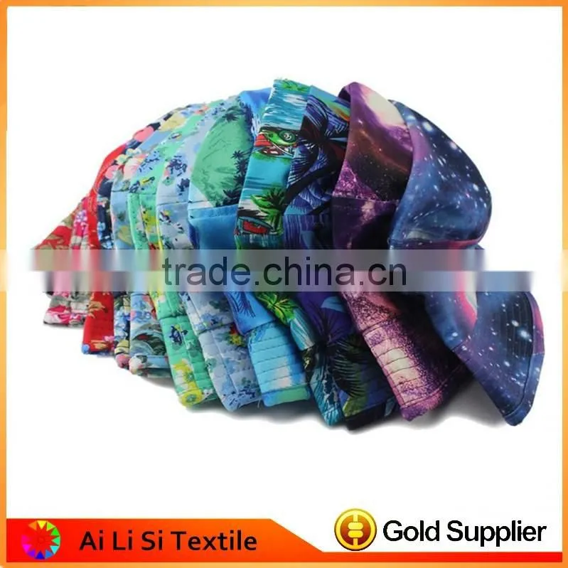 2015 Hot Fashion New Galaxy Letters Geometric Floral Blue Red Gorras Touca Women Men Outdoor Travel Hat Summer Bucket Hat