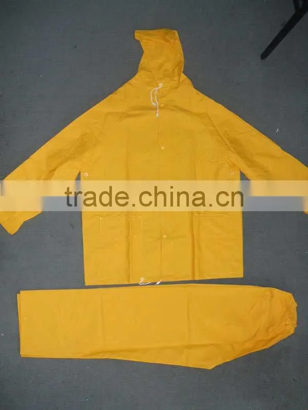 Yellow men poncho raincoat with pants