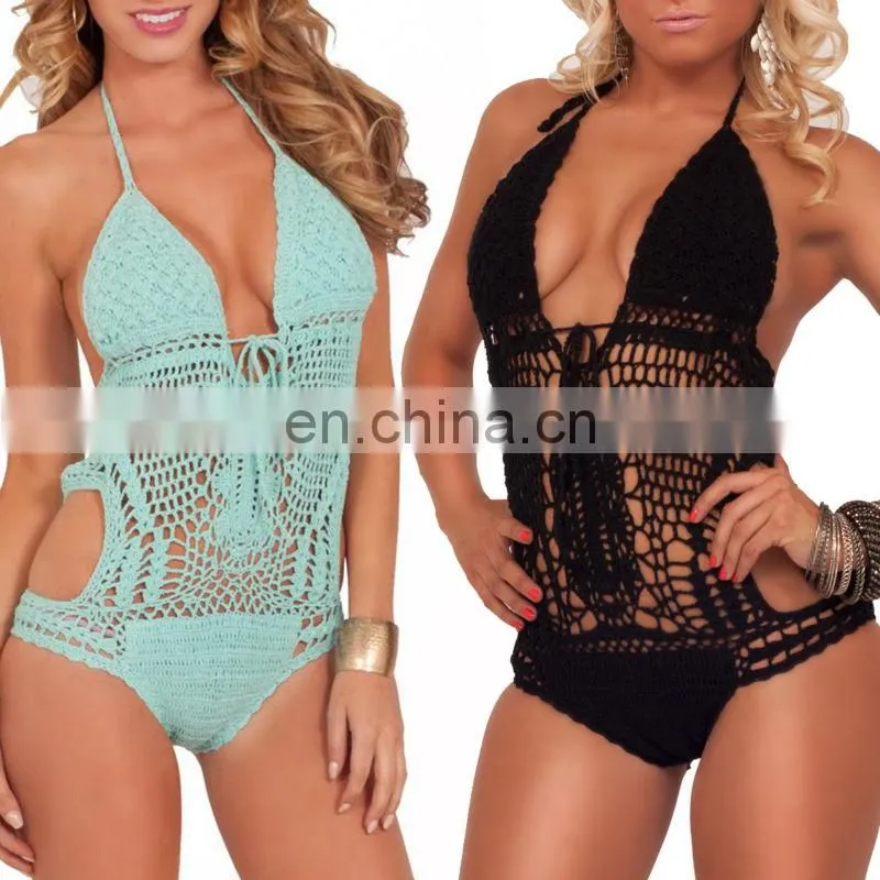 Missadola knitted one piece Crochet swimsuit