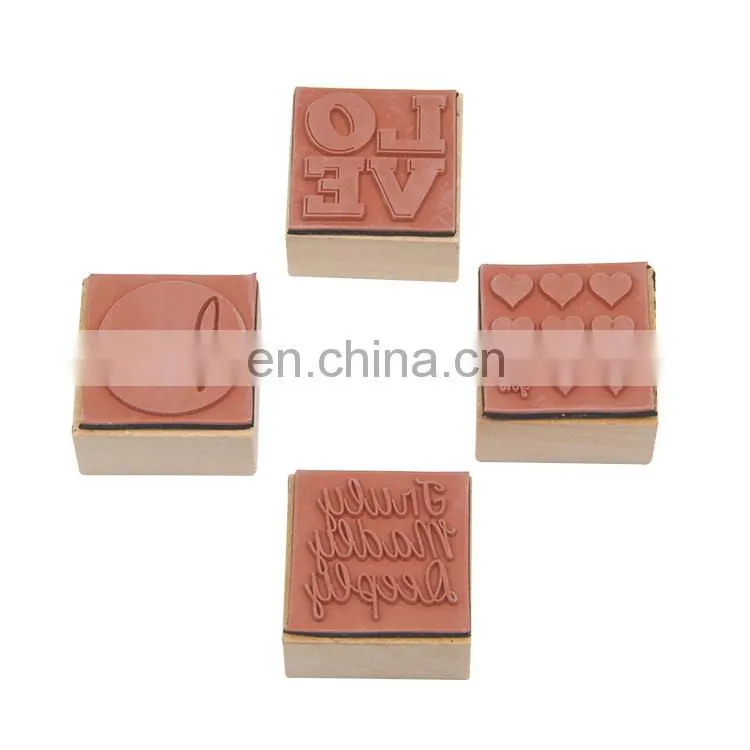 Box Package DIY Creative Rubber Wooden Handle Love Stamp Set of 4