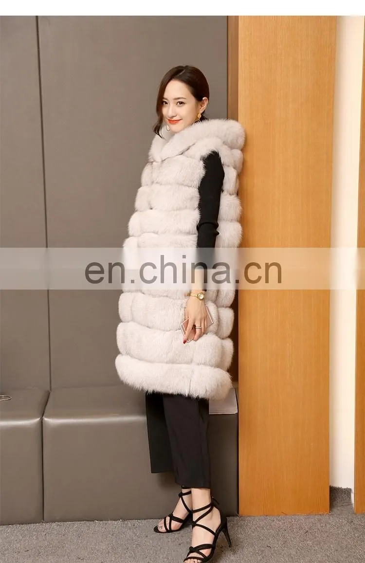 2015 Top Quality Lovely Fur Vests Women Outer Wear Vest Real Blue Fox Fur Coat China
