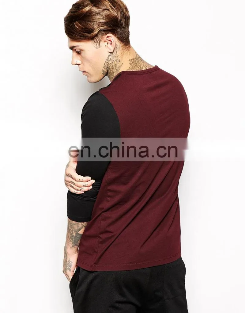 fashion long sleeve T-Shirt With Cut And Sew/High Quality Men Fashion Tshirt/Custom Tshirt Clothing Factory model-sc407