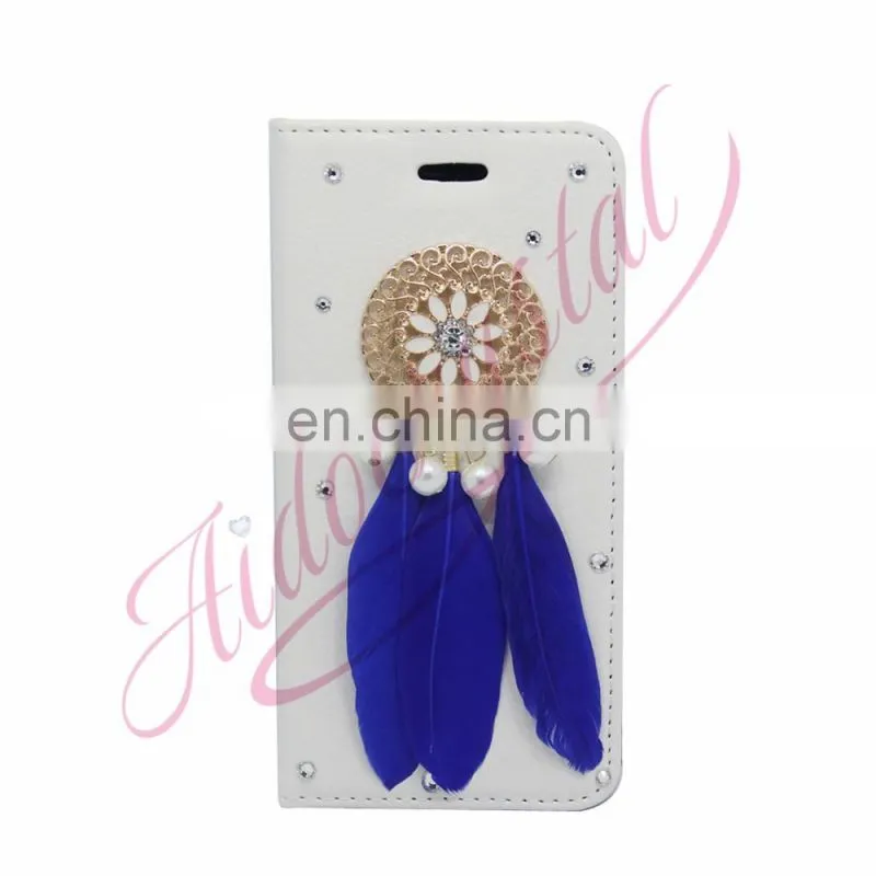 Aidocrystal blue feather dreamcatcher Luxury Magnetic Cover New Flip Wallet pu Leather For I7 7Plus Case Fundas With Card