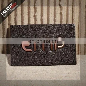 customized brass plating metal synthetic leather label patch for jeans