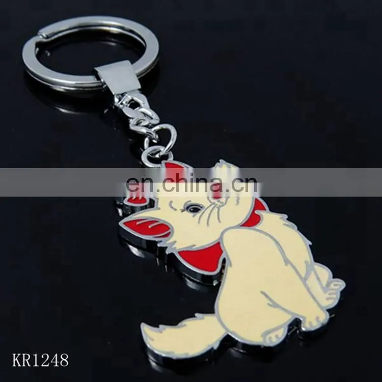 Custom Make Cute Cat Shaped Metal Keychain Key Ring Gifts