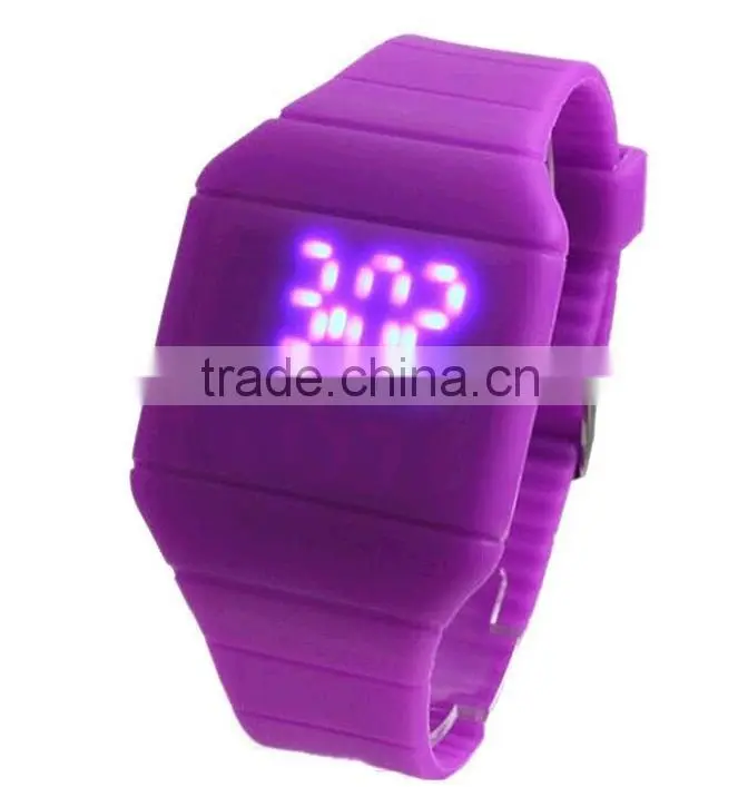 Square type single key silicone watch /LED jelly watch / super thin watch