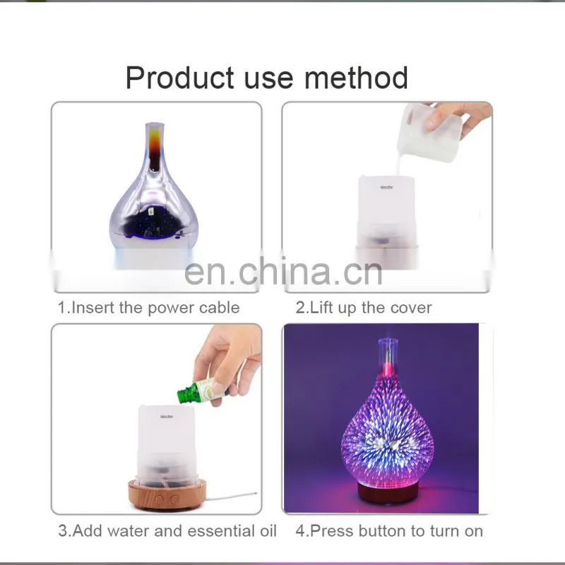 2018 New product oem rechargeable aroma essential oil diffuser 3d glass electric aroma diffuser