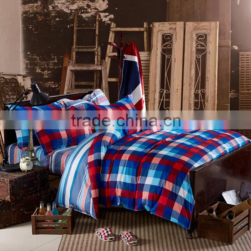 China factory plaid bed cover queen size duvet covers luxury european bedding set