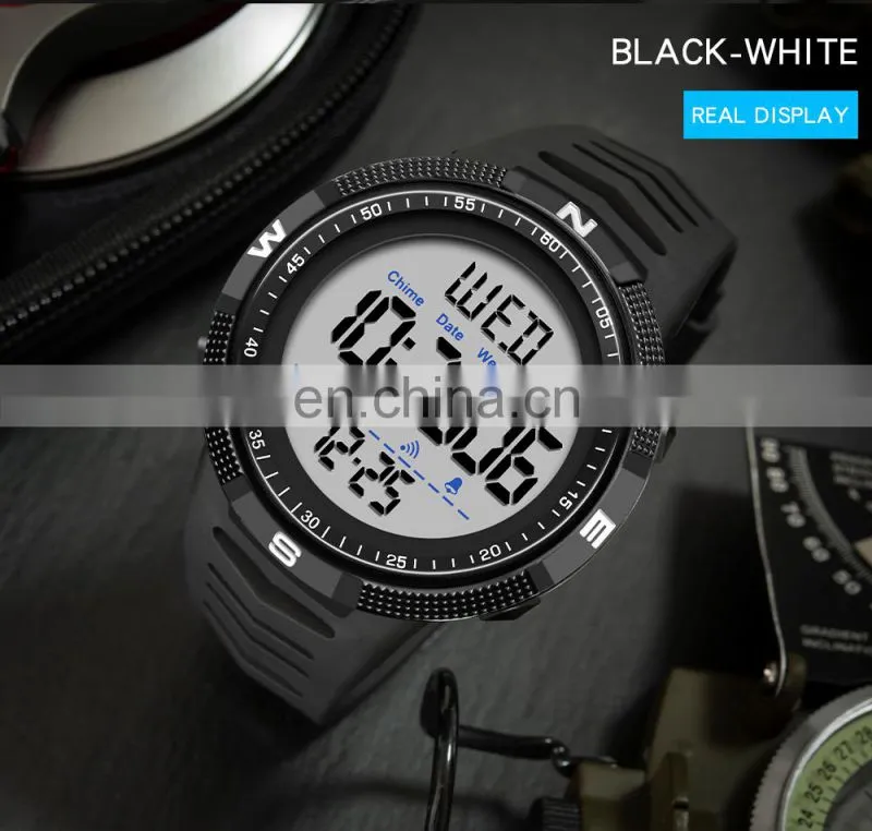 SANDA 6014 Branded men digital wristwatch luminous alarm water resistant multi-functional fashion boys led watches