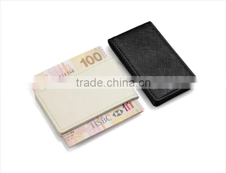 Saffiano leather magnetic money clip holder cash clip with hidden magnetic