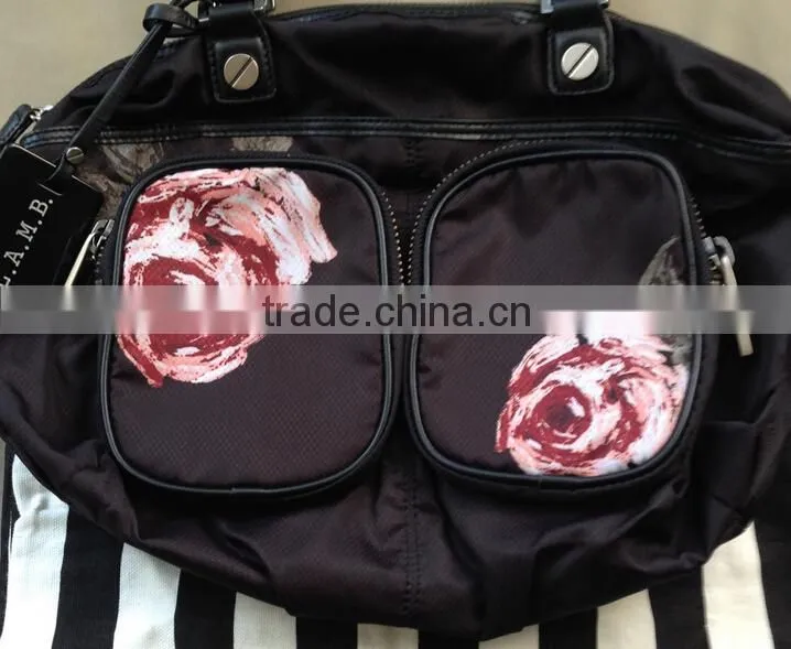Flower pattern large space printed handbag