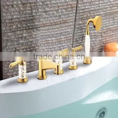5-Hole Golden Finished UPC Brass Tub Mounted Bath Faucet BHF004A1