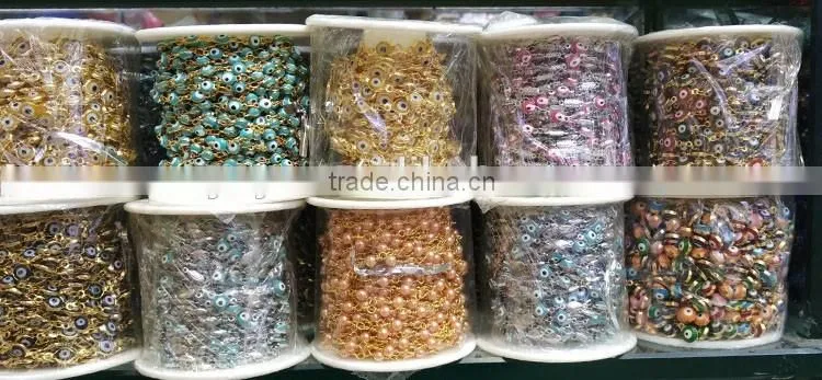 BCL1126 freedomform gemstone wire wrapped beaded golden chain