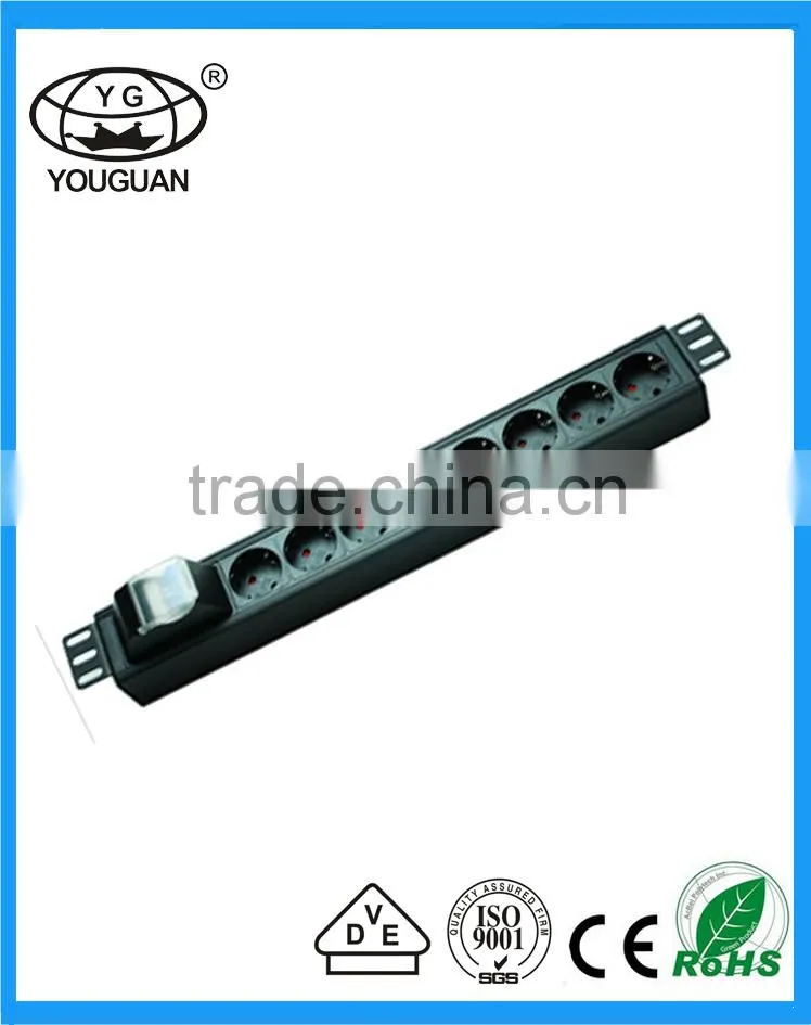 19"1.5U German type PDU for canbinet 8 ways with air switch German cabinet PDU rack PDU power unit