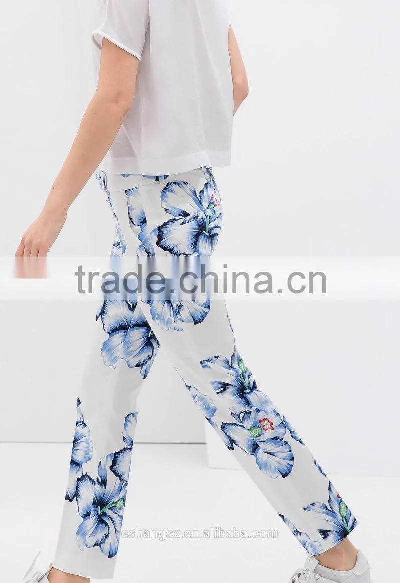 Ladies fashion floral printed summer pants