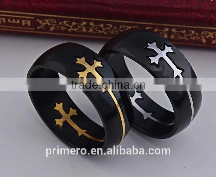 Unique charming jewelry for men and women detachable cross high polished stainless steel gold silver plated rings