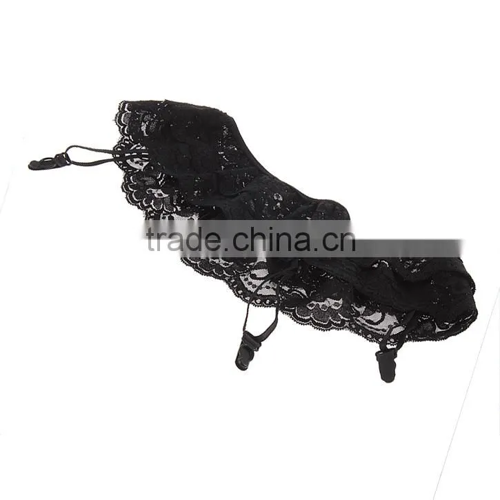 1pcs Black/White Lace 2 Layers Floral Garter Belt Lingerie Skirt Stocking Suspender Sexy Lady