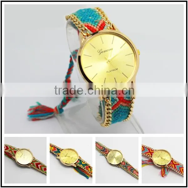 Fashion cheap interchangeable fabric woven strap watch