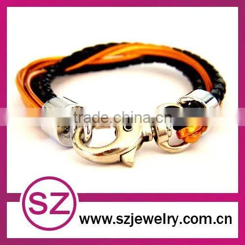 PUB0049 braided green leather vintage bracelet clasp