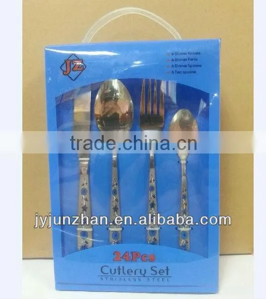 24pcs cutlery sets in PVC box packing to be made in Jieyang factory directly with low price