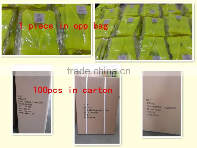 EN20471 high visibility fluorescent color reflective safety jacket
