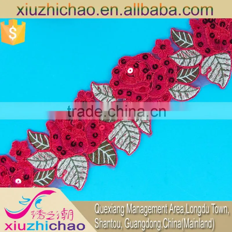 T0270-4a(2.4)many colors embroidery trimming lace with sequin