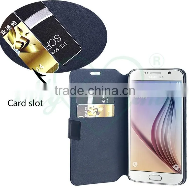 Excellent OEM Facoty Cellphone Wallet Cases for Samsung S6 edge with Two Card Slots