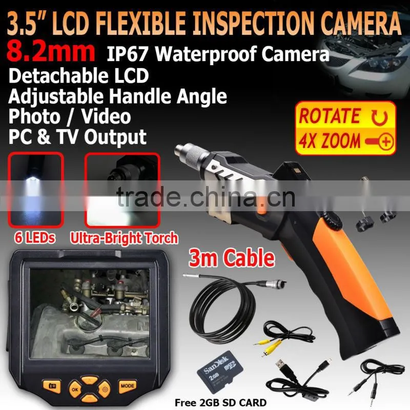 6 LED 3.5" LCD Monitor 1m/3m/5m Tube 8.2mm Inspection Camera Endoscope Borescope Scope