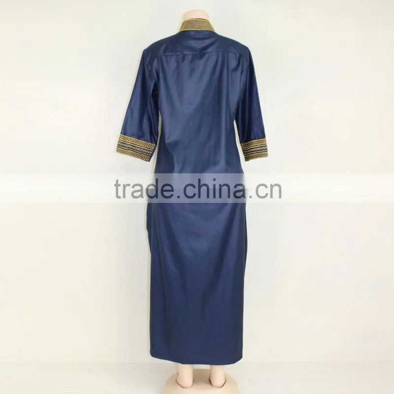 NEW African Women blue dashiki traditional dress 2 pocket
