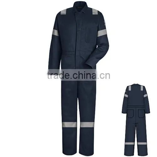 Safety orange coverall with reflective tape