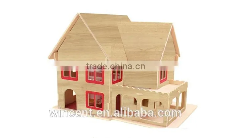 Kids Mini DIY 3D Wooden Villa Puzzle Toy