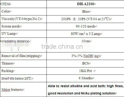 PCB uv free halogen liquid printing alkaline etching resist ink