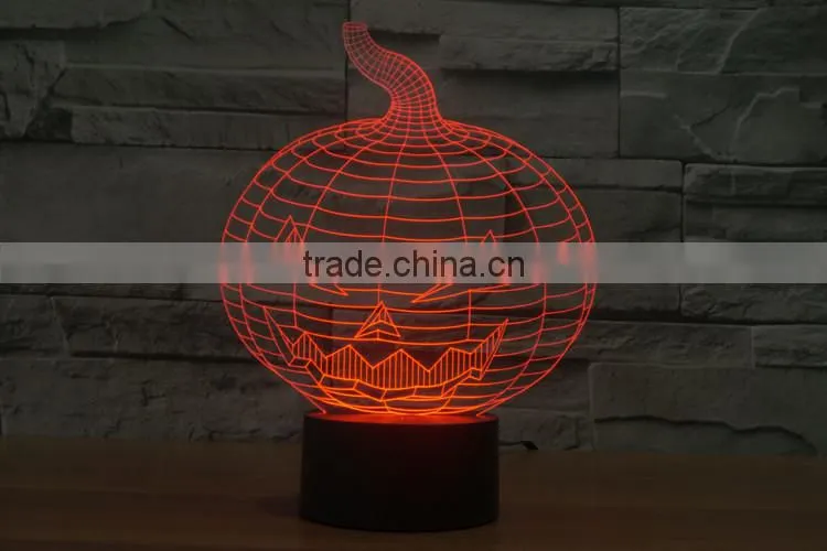 Christmas Gift !3D illusion bulbing Night Light Lamp 7 Color Change Touch Switch Novelty Pumpkin mini light For Hallowen