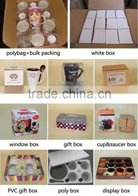 250ml Custom printed tea cups and coffee cheap ceramic white mugs
