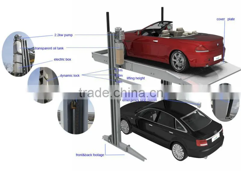 auto double parking car lift system equipment automated hydraulic 2 level office building parking systems